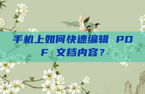 手机上如何快速编辑 PDF 文档内容?