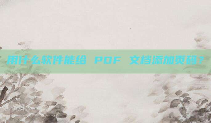用什么软件能给 PDF 文档添加页码?