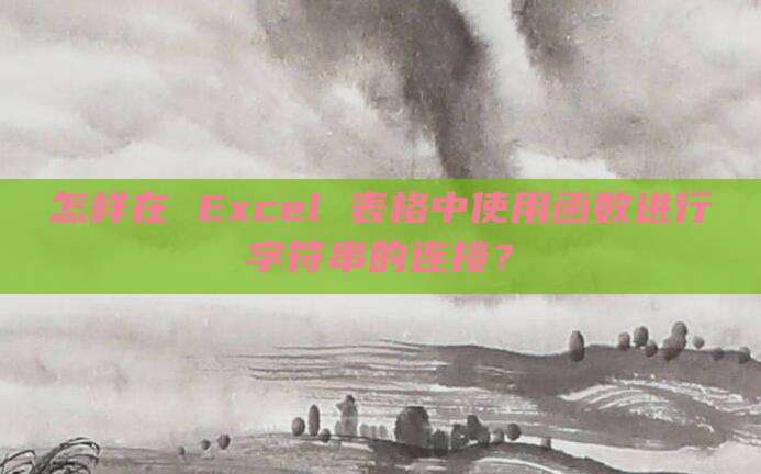 怎样在 Excel 表格中使用函数进行字符串的连接?