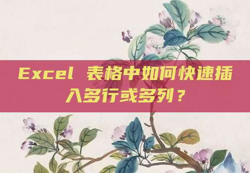 Excel 表格中如何快速插入多行或多列?