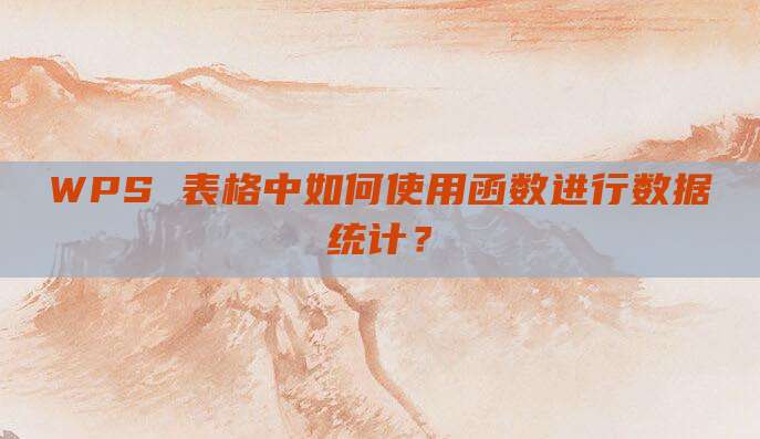 WPS 表格中如何使用函数进行数据统计?
