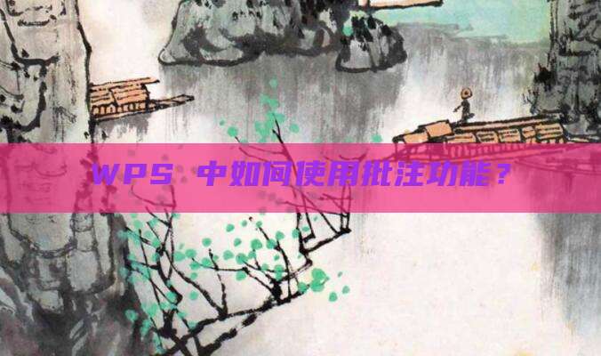 WPS 中如何使用批注功能?