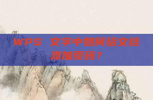 WPS 文字中如何给文档添加页码?