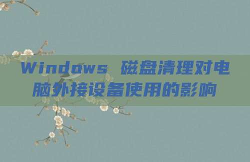 Windows 磁盘清理对电脑外接设备使用的影响